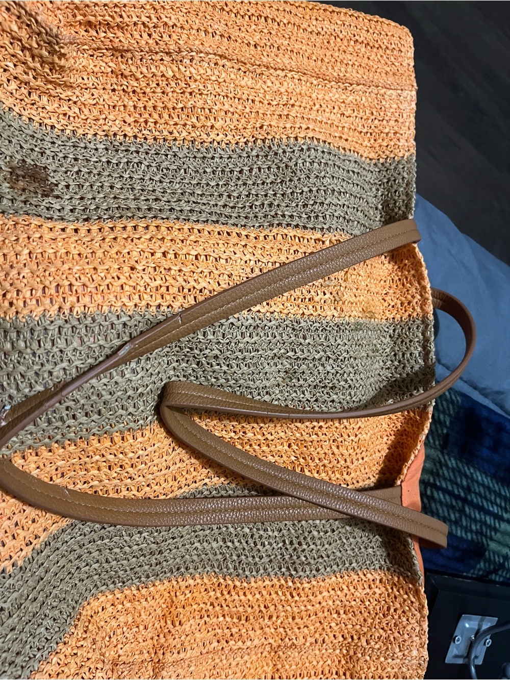 Shiraleah Orange and Tan Woven Stripe Shoulder Bag
